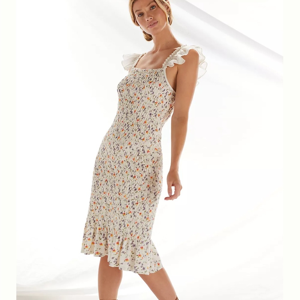Anthropologie Forever That Girl Smocked Floral Midi Dress NWT